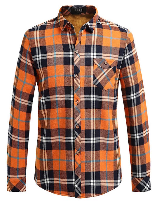 SSLR Men's Fleece Lining Classic Checkered Thermal Shirt